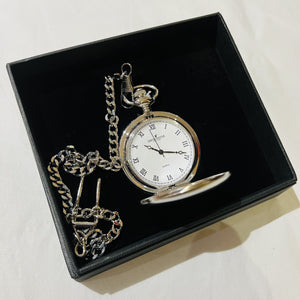 Stainless Brushed Steel Full Hunter Pocket Watch