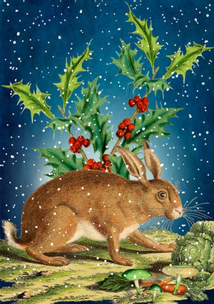 Card - Christmas Hare and Holly
