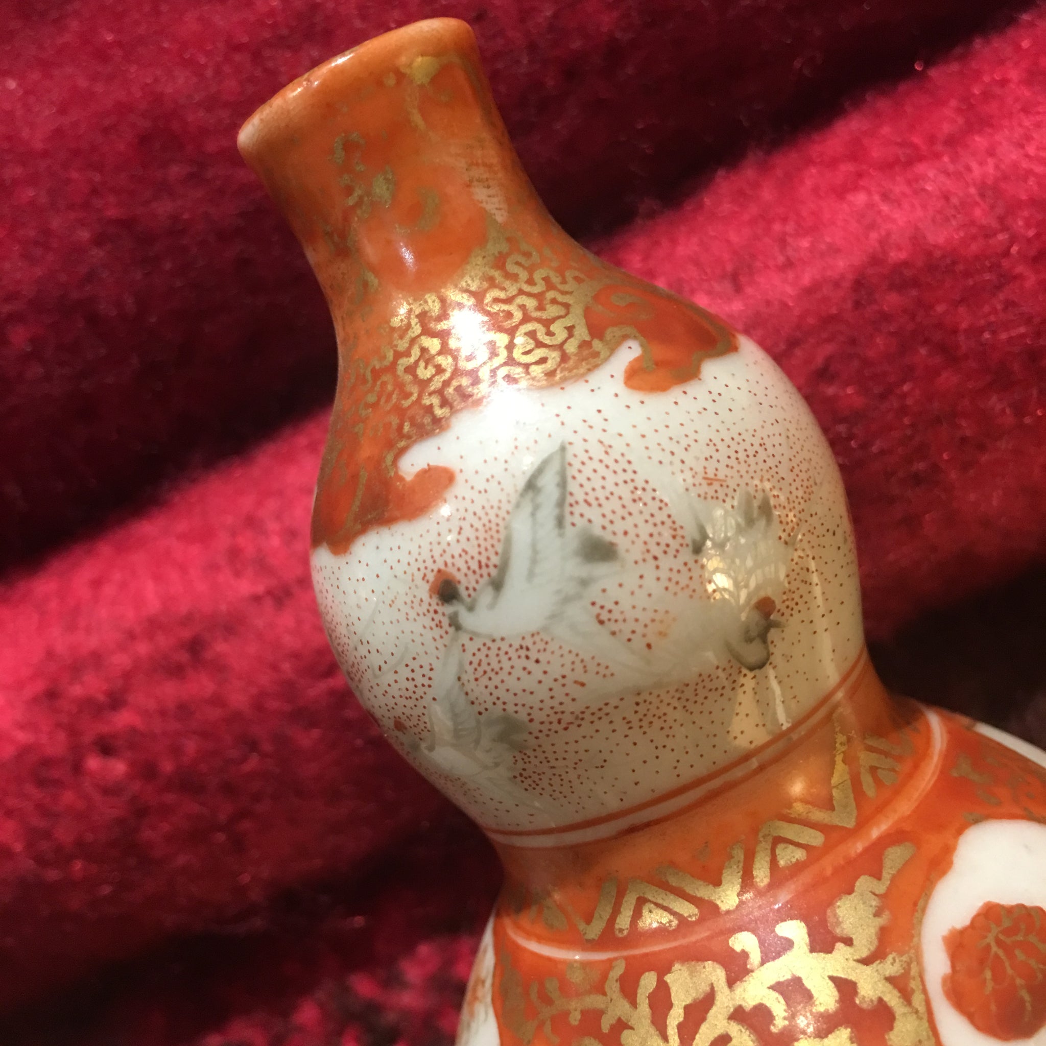 Antique Pair of Miniature Kutani Gourd Vases