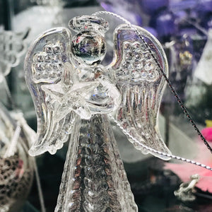 Clear glass hanging angel bauble