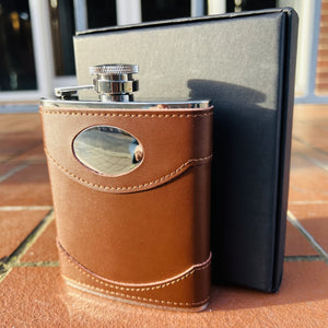 Engraveable 6oz Leather Hip Flask