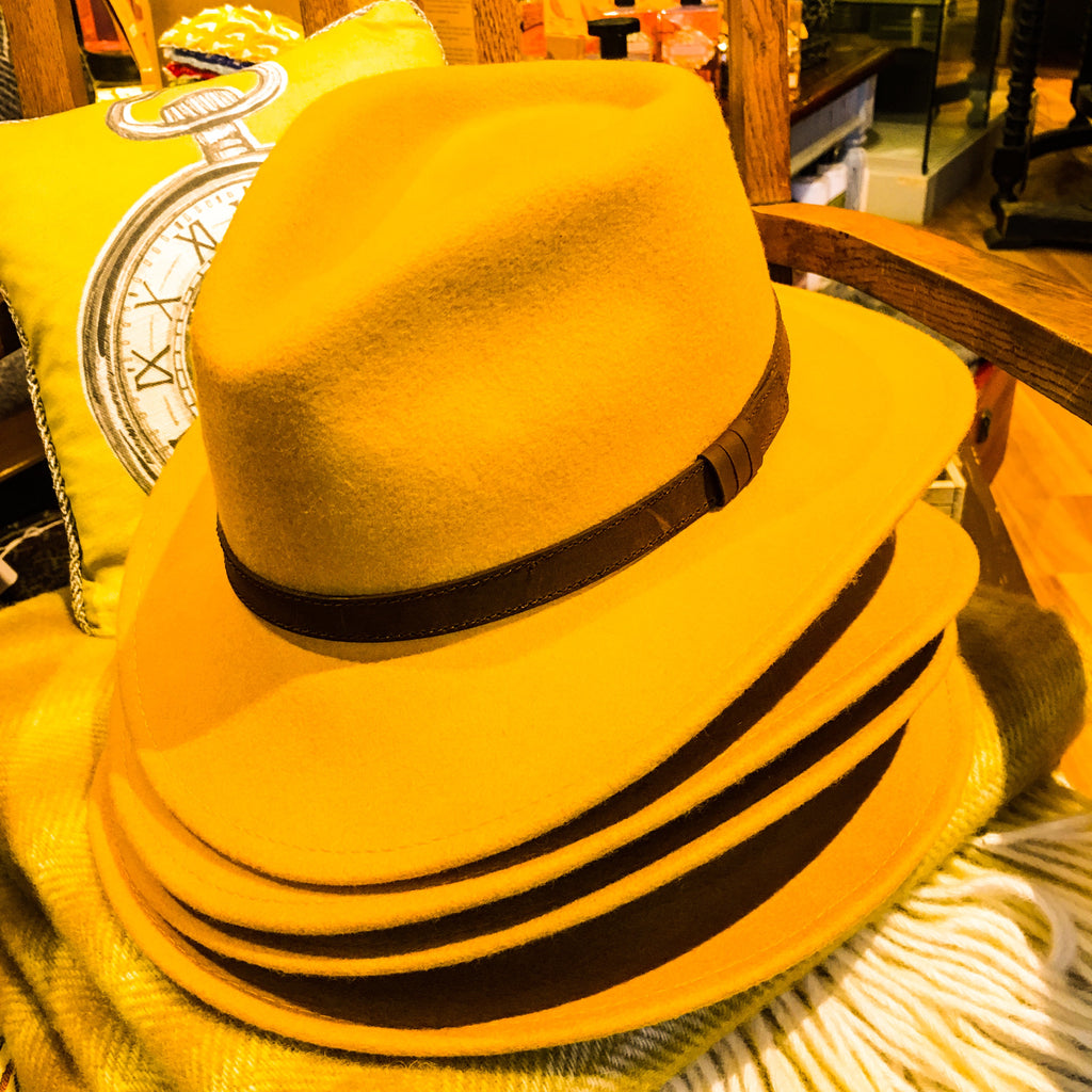Mustard wool fedora hat
