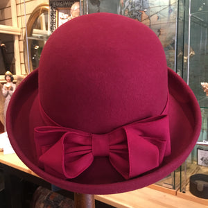 Ladies Curl Brim Rounded Wool Felt Hat