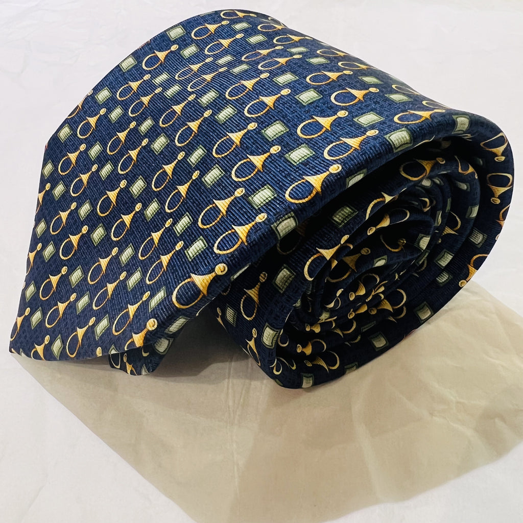 Silk Tie - Navy Ground/Rings