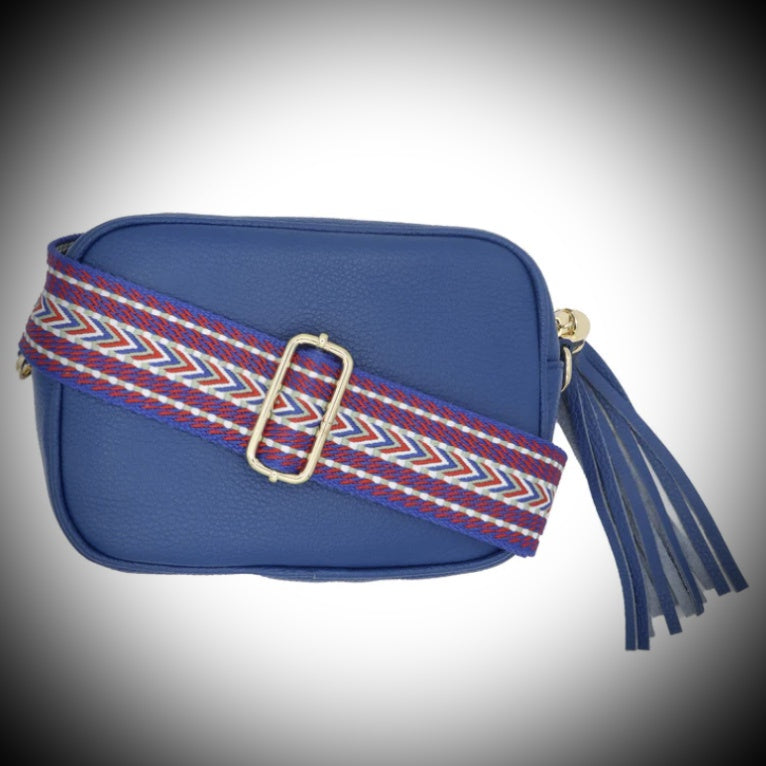 Woven Bag Strap - Blue Zig Zags