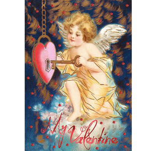 Valentines Day Catd - Cherub Heart Lock