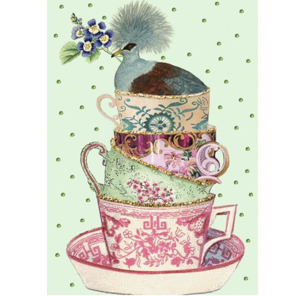 Card - Bird Tea Cup Stack