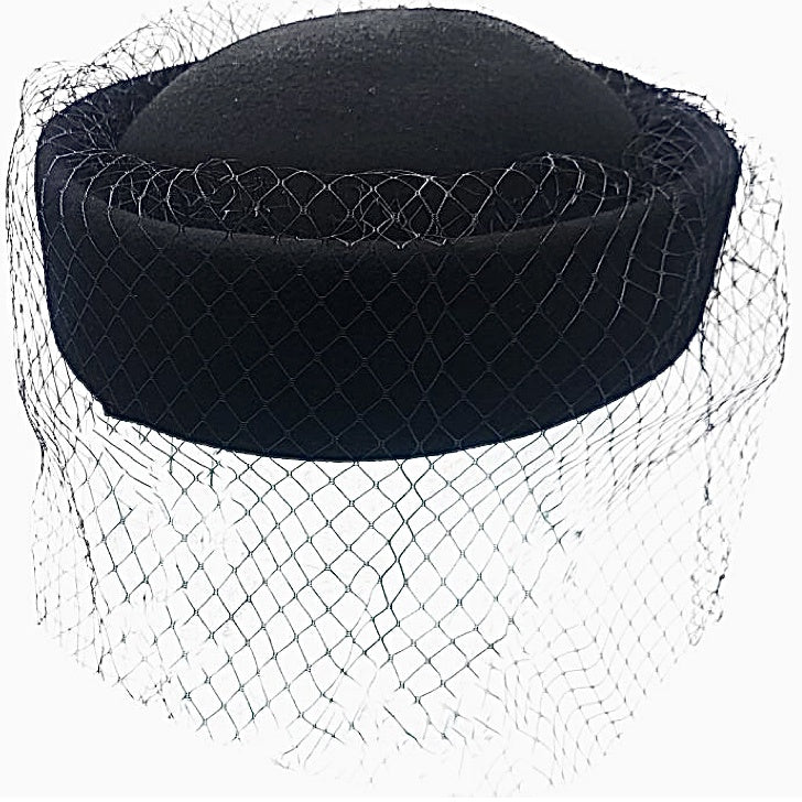 Monica Veiled Wool Pillbox Hat