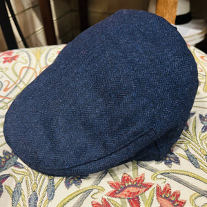 Charles Navy Wool Flat Cap