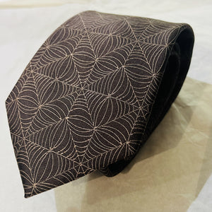 Silk Tie - Brown With Silver Lines