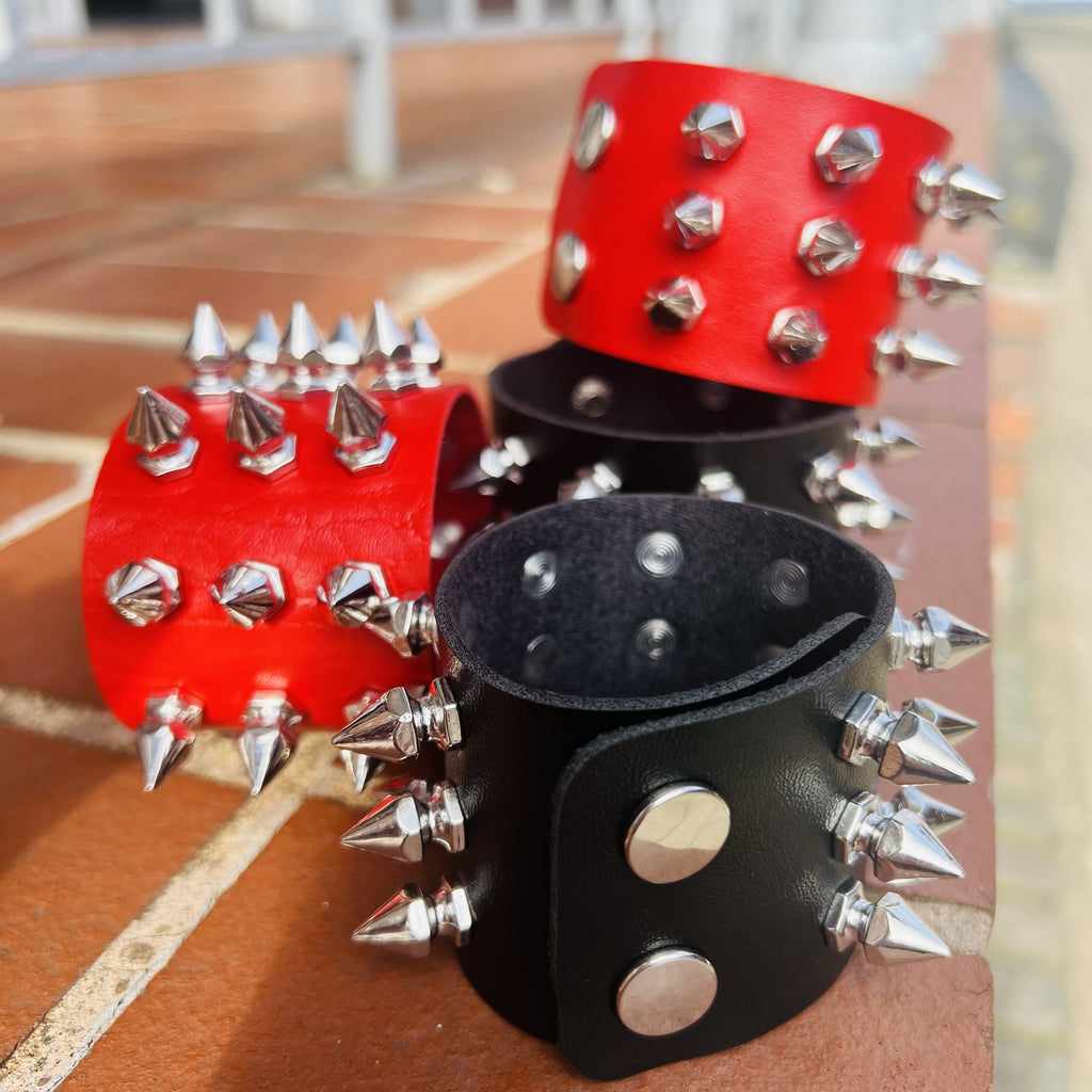 Wrist Cuff With 21 Riveted Spikes