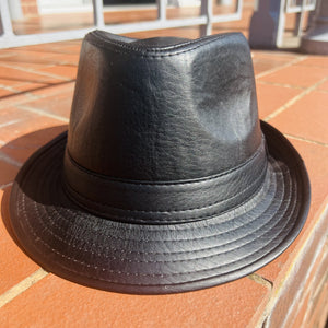 Leatherette Black Trilby Hat
