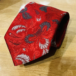 Tie - Red Paisley Floral Design