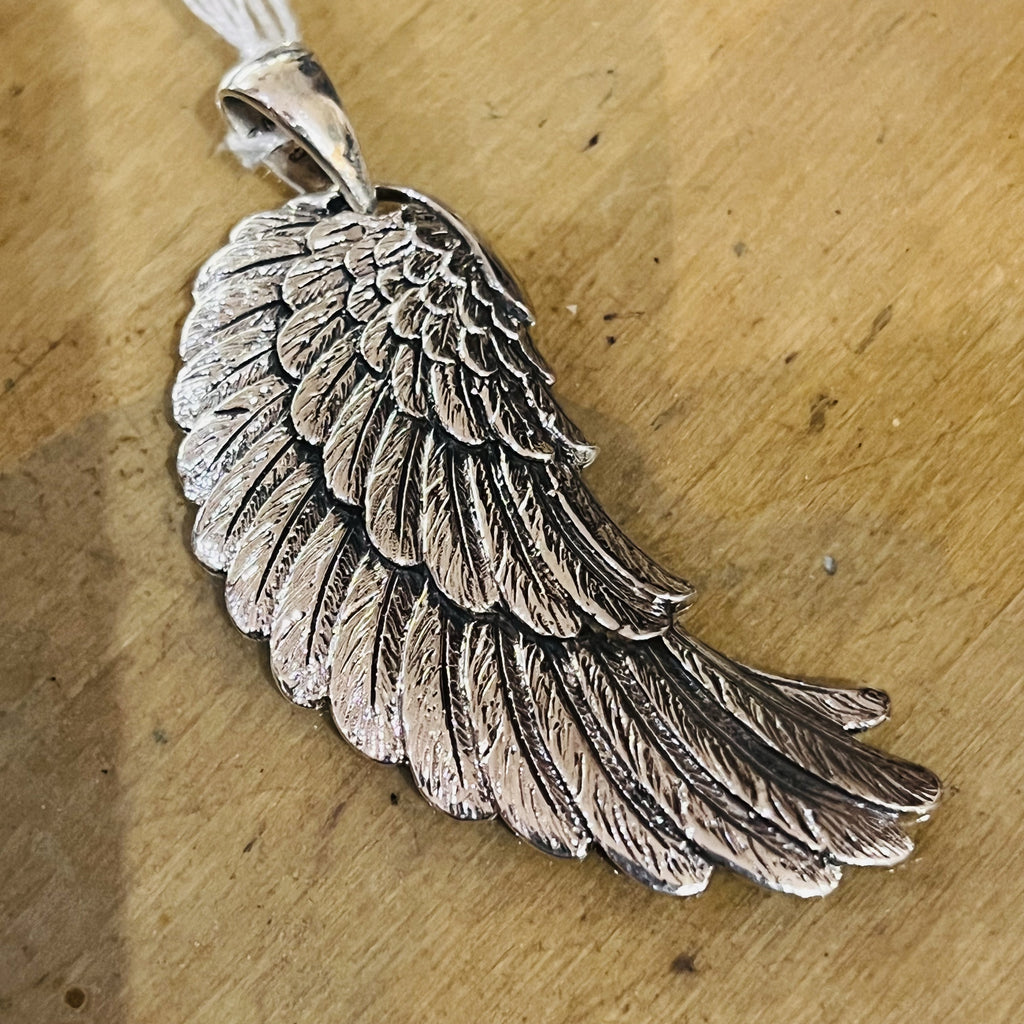 925 Sterling Silver Large Angel Wing Pendant