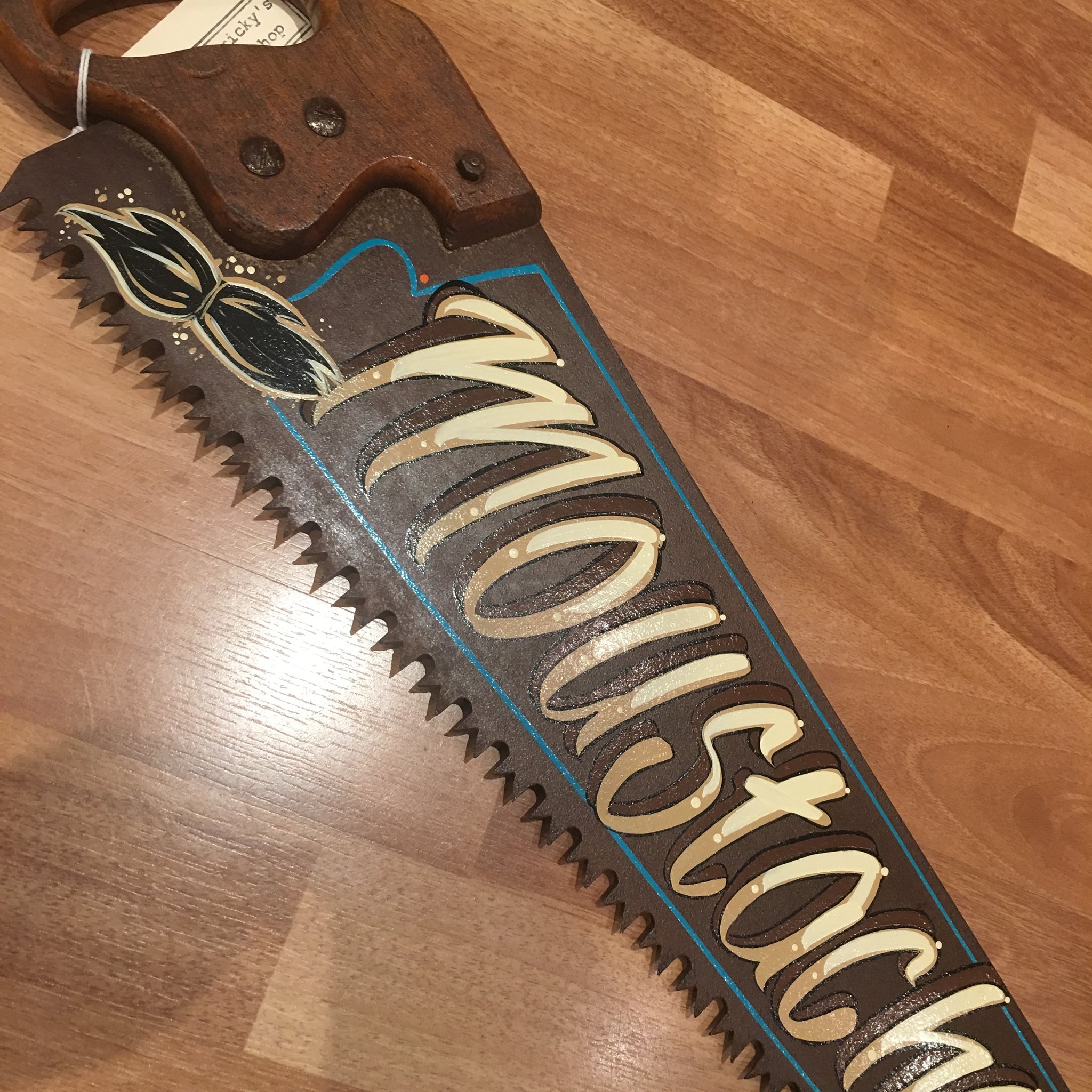 Vintage Hand Painted Saw - Moustache Trimmer