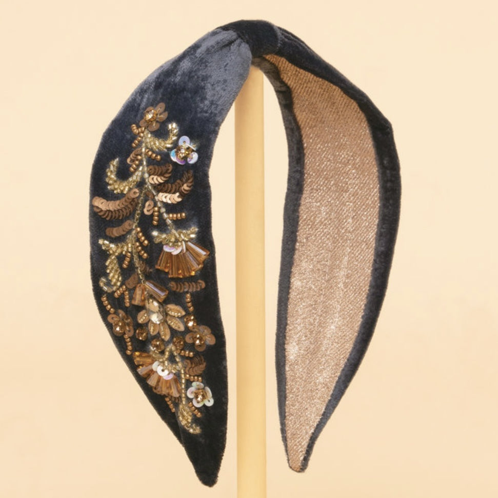 Headband - Golden Wild Flowers - Slate