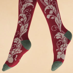 Knee High Sock - Floral Fuchsia