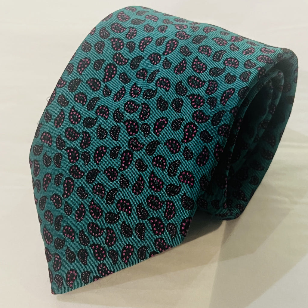 Turquoise Tie with Mini Paisley  Design