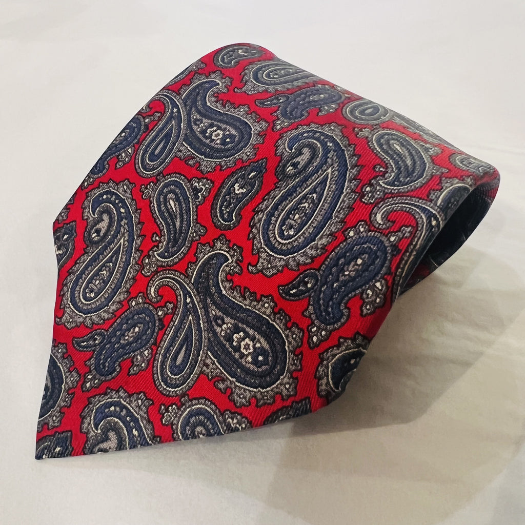 Tie - Red Ground Paisley Design