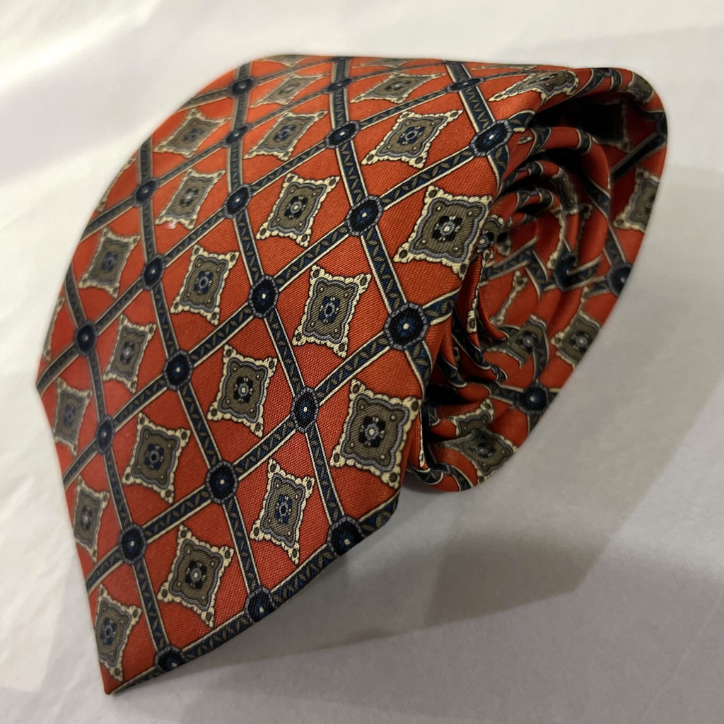 Silk Tie - Orange Ground by Rene Chegal