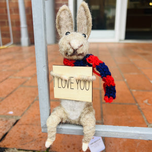 Hand Felted Hare ‘Love You!’