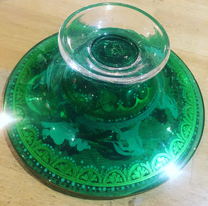 Antique Green Glass Footed Mini Tazza