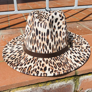 Leopard Print Fedora Hat With Band