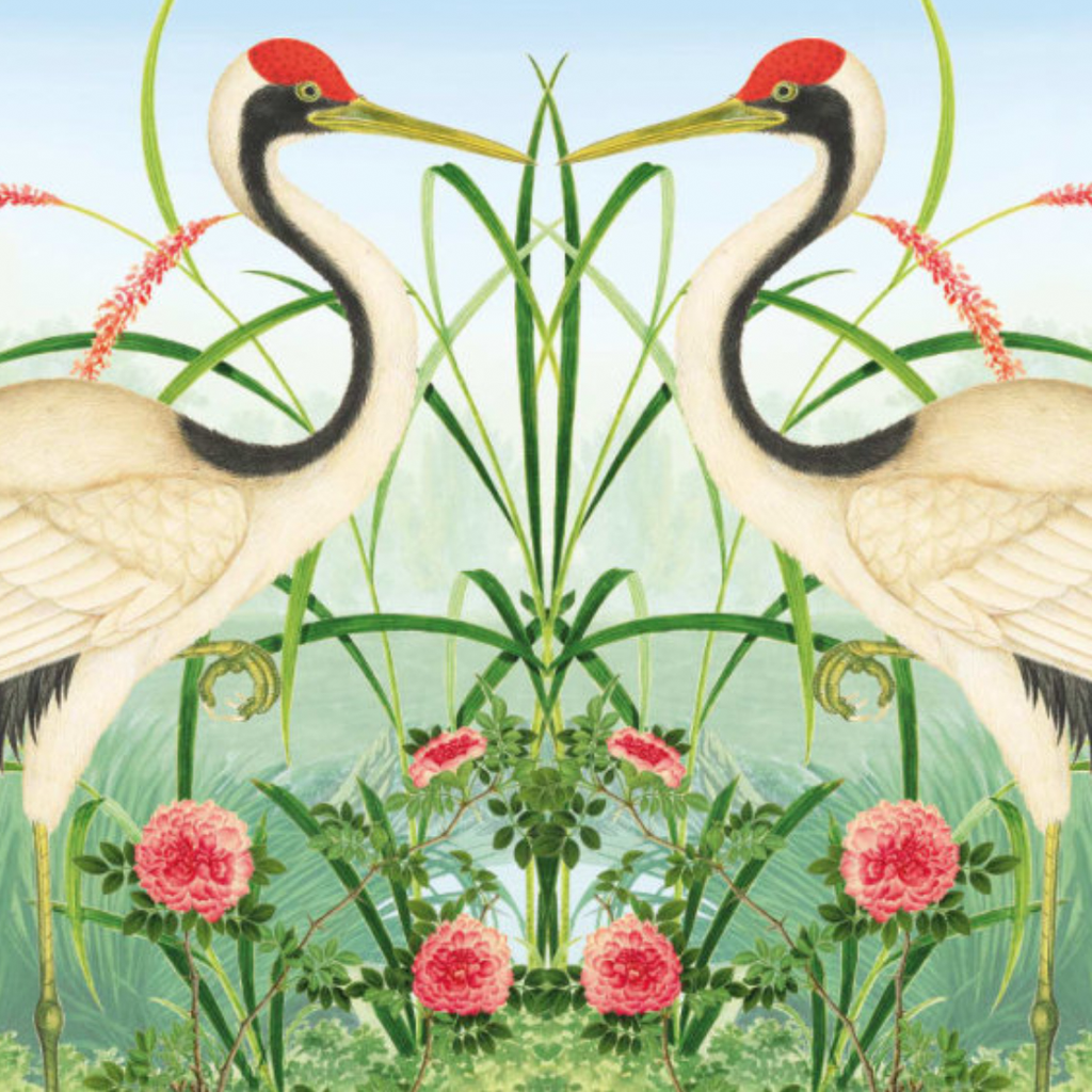 Card - red crowned crane
