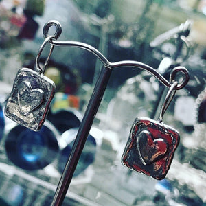 Silver heart earrings