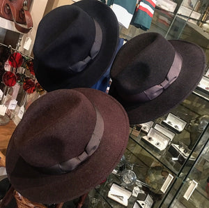 Boston Wool Fedora Hat With Wide Band