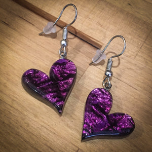 Purple Aztec Heart Drop Earrings