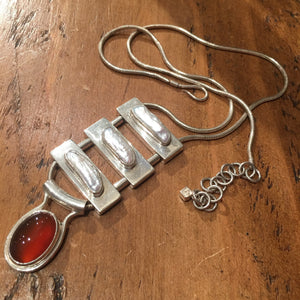 Necklace Silver Pearl and Carnelian