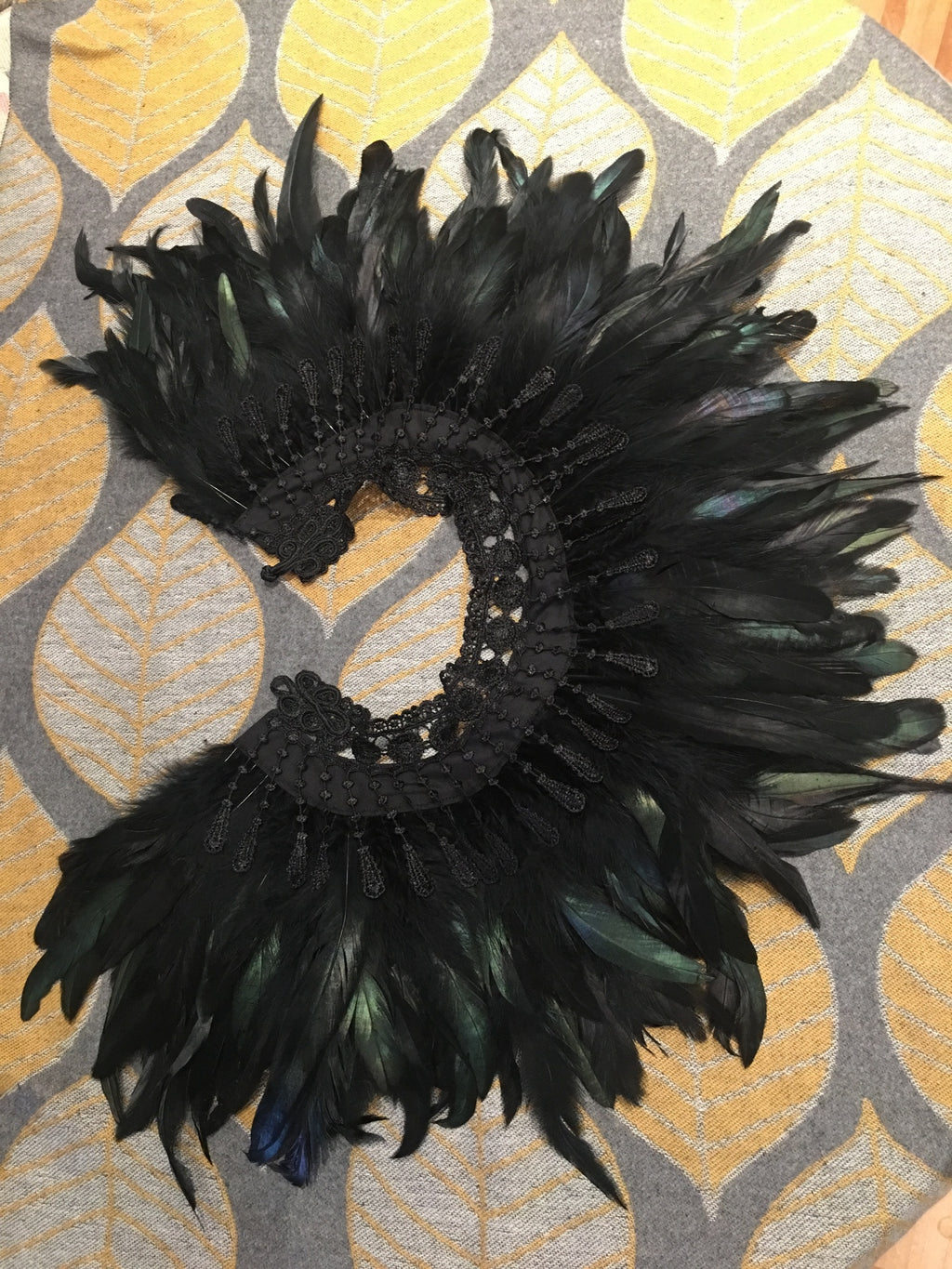 Black Feather Collar Piece