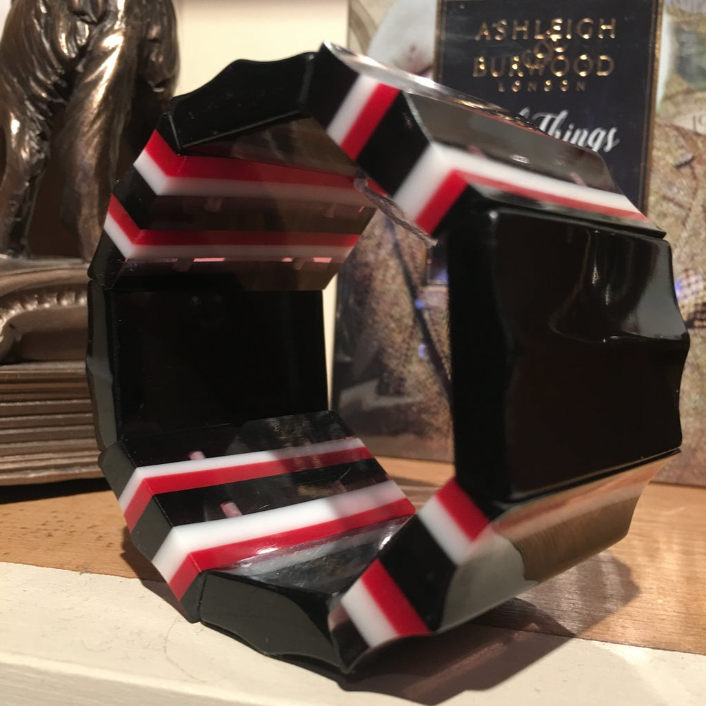 Acrylic Red, White and Black Bangle