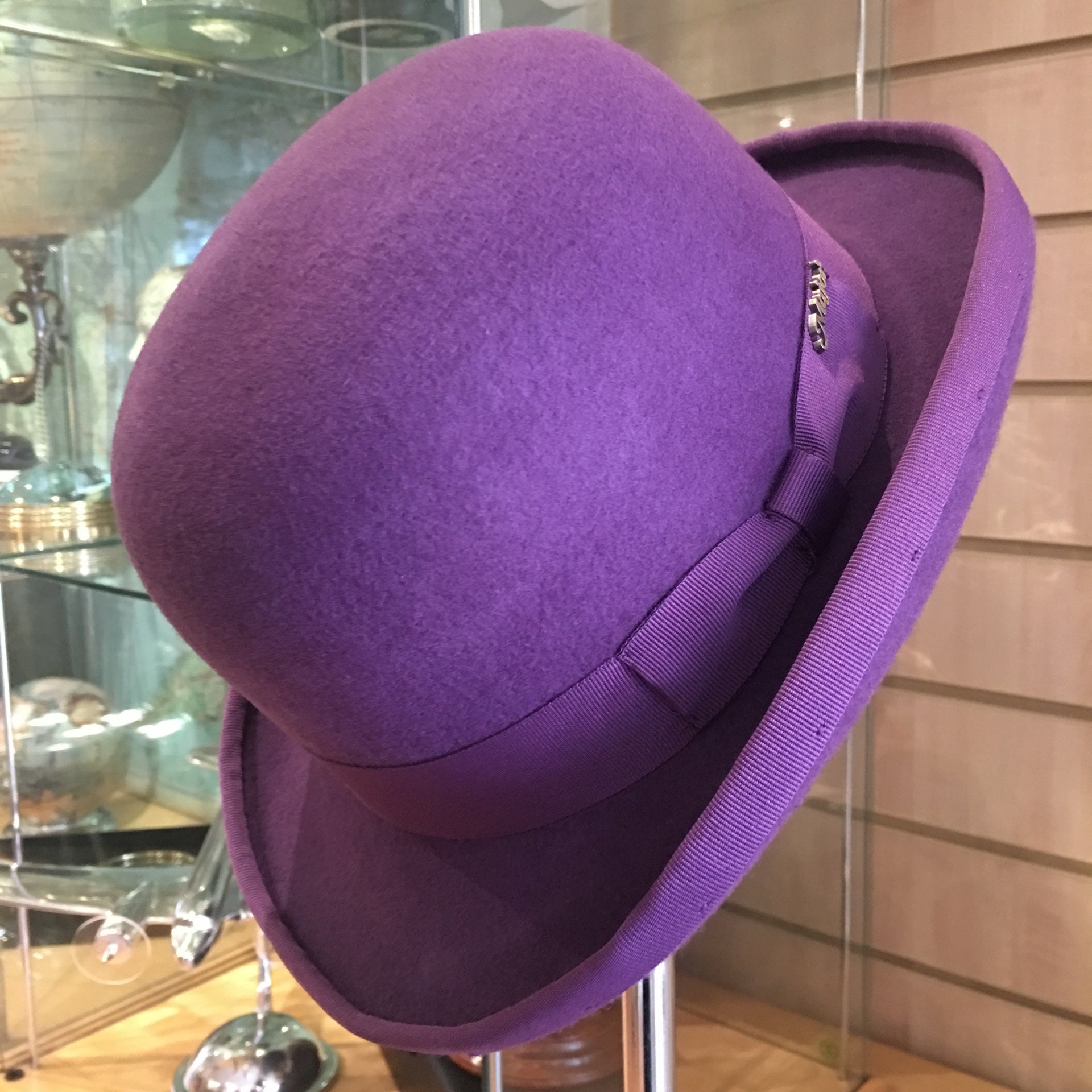 Bowler cheap hat purple