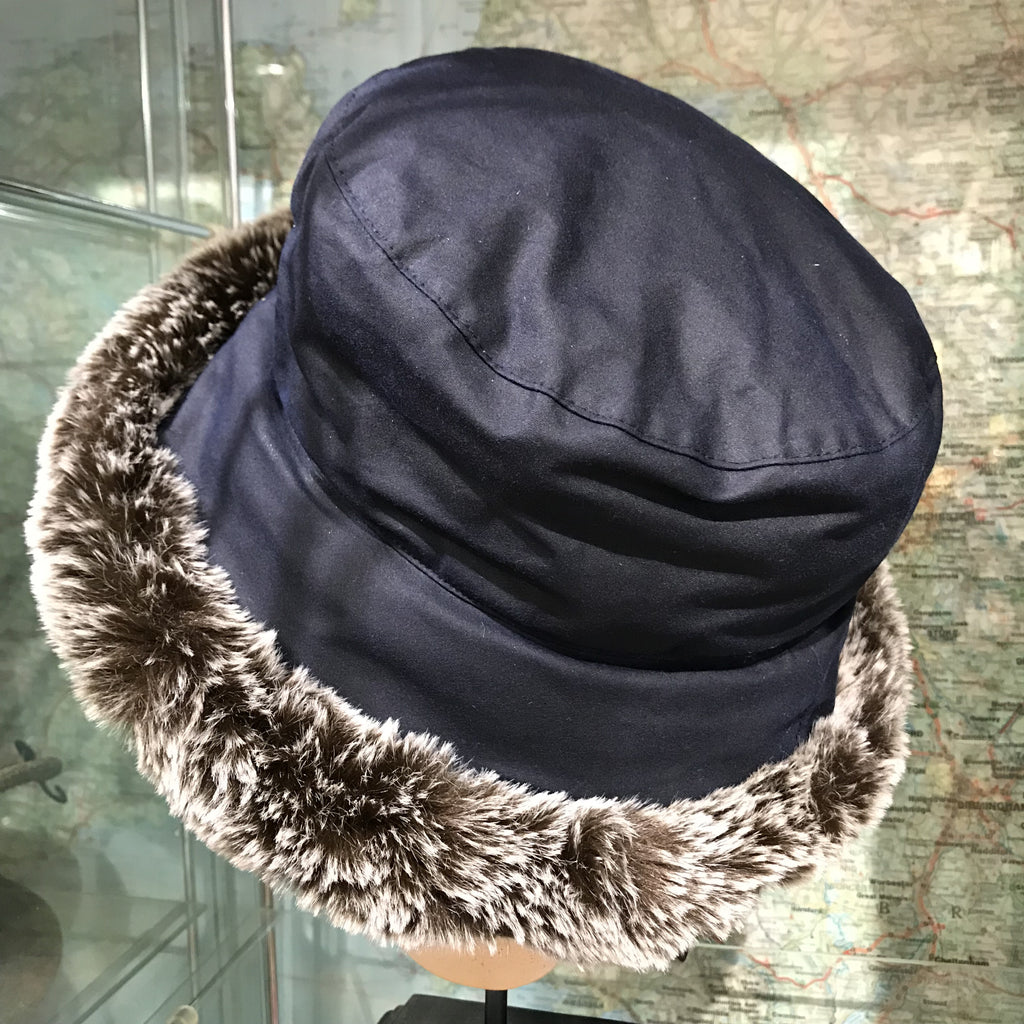 Wax Cloche Fur Trimmed Hay